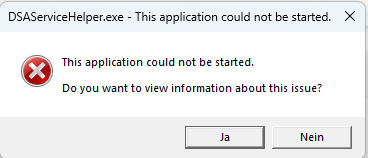 DSAServiceHelper.exe - This application could not be started. 