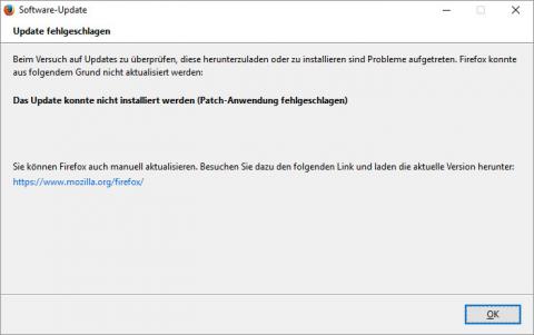 Das Update konnte nicht installiert werden (Patch-Anwendung fehlgeschlagen)
